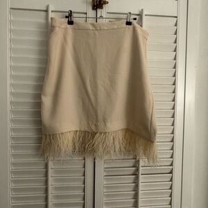 Ann Taylor Cream Skirt with Ostrich Feather Trim